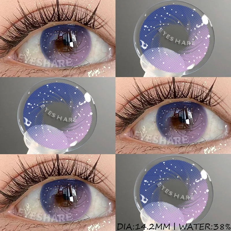 1 Pair Cosplay Contact Lenses for Eyes Colored Fashion Pink Contacts Lens Purple Cosmetic Pupil Yearly Contact Lenses