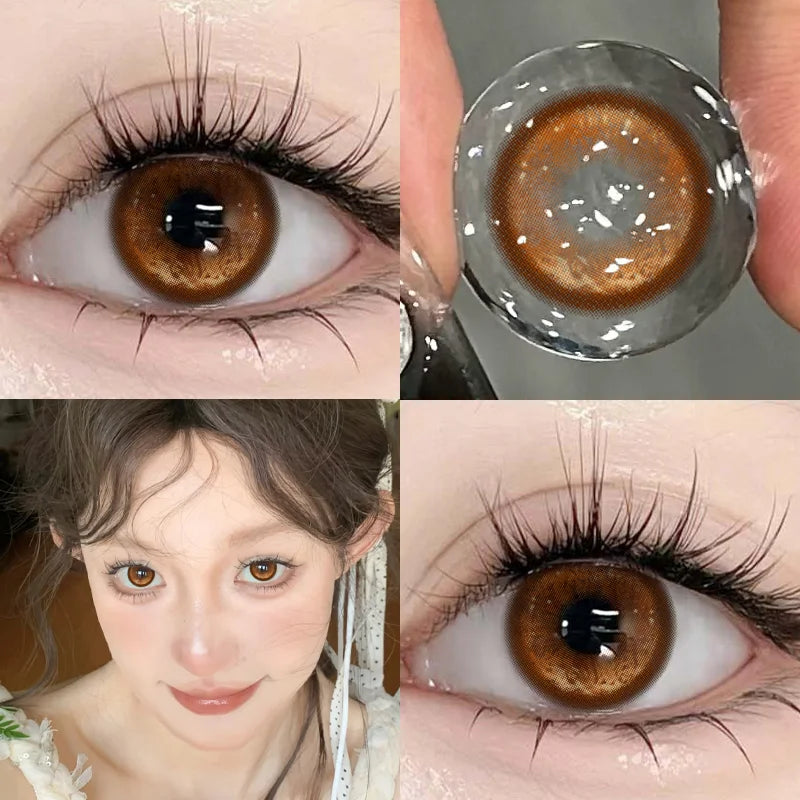 NEW Brown Eye Lens 1 Pair Beauty Purple Contact Lenses for Eyes Myopia 0~-8.00 Degree Natural Blue Fashion Soft Lens