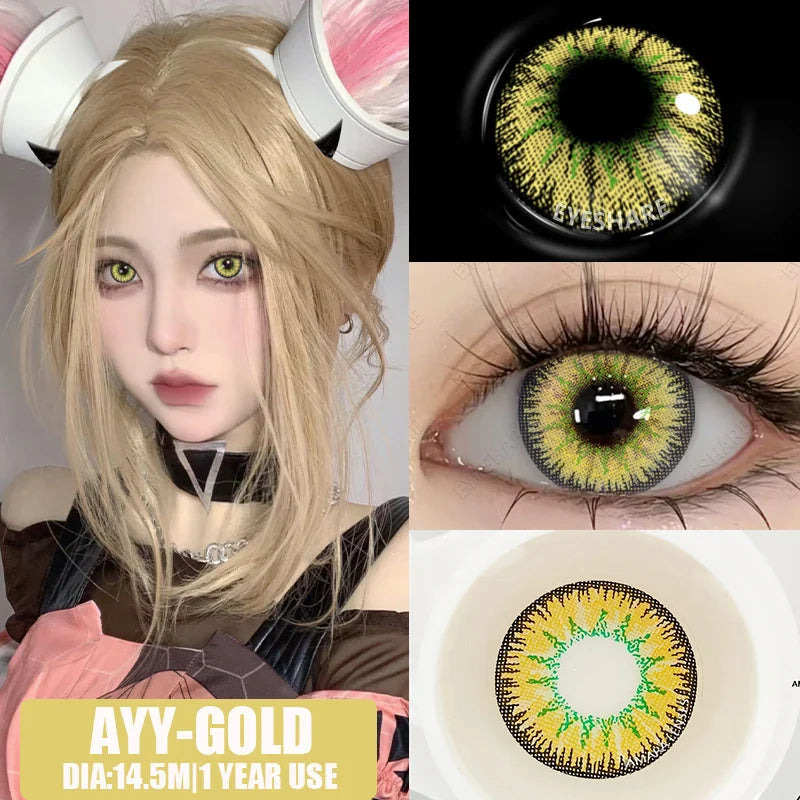 Contact Lenses 1 Pair Green Lenses Red Lens Cosplay Colored Lenses Anime Blue Lens Halloween Colorful Makeup Eye Cosmetic