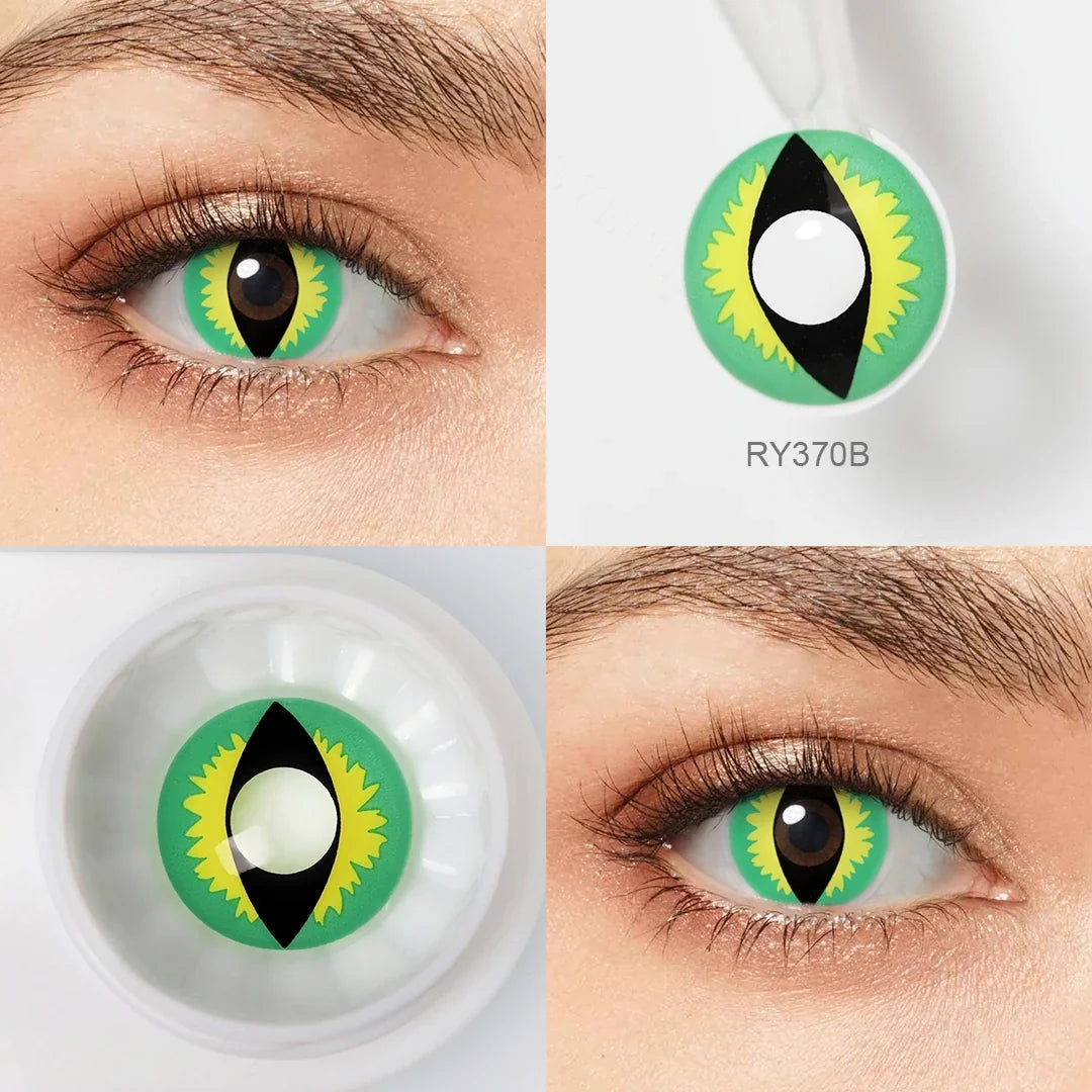 Yearly Use Halloween Contact Lenses For Cosplay Contact Lens Dragon Eye Lens Red/Pink Color Contact Lenses 14.0mm 8.5mm