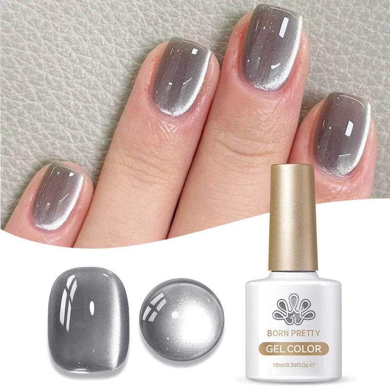 10ml Leopard Cat Magnetic Eye Gel Nail Polish Autumn Night Coffee Brown Glass Beads Soak Off UV LED Manicure Nail Ar