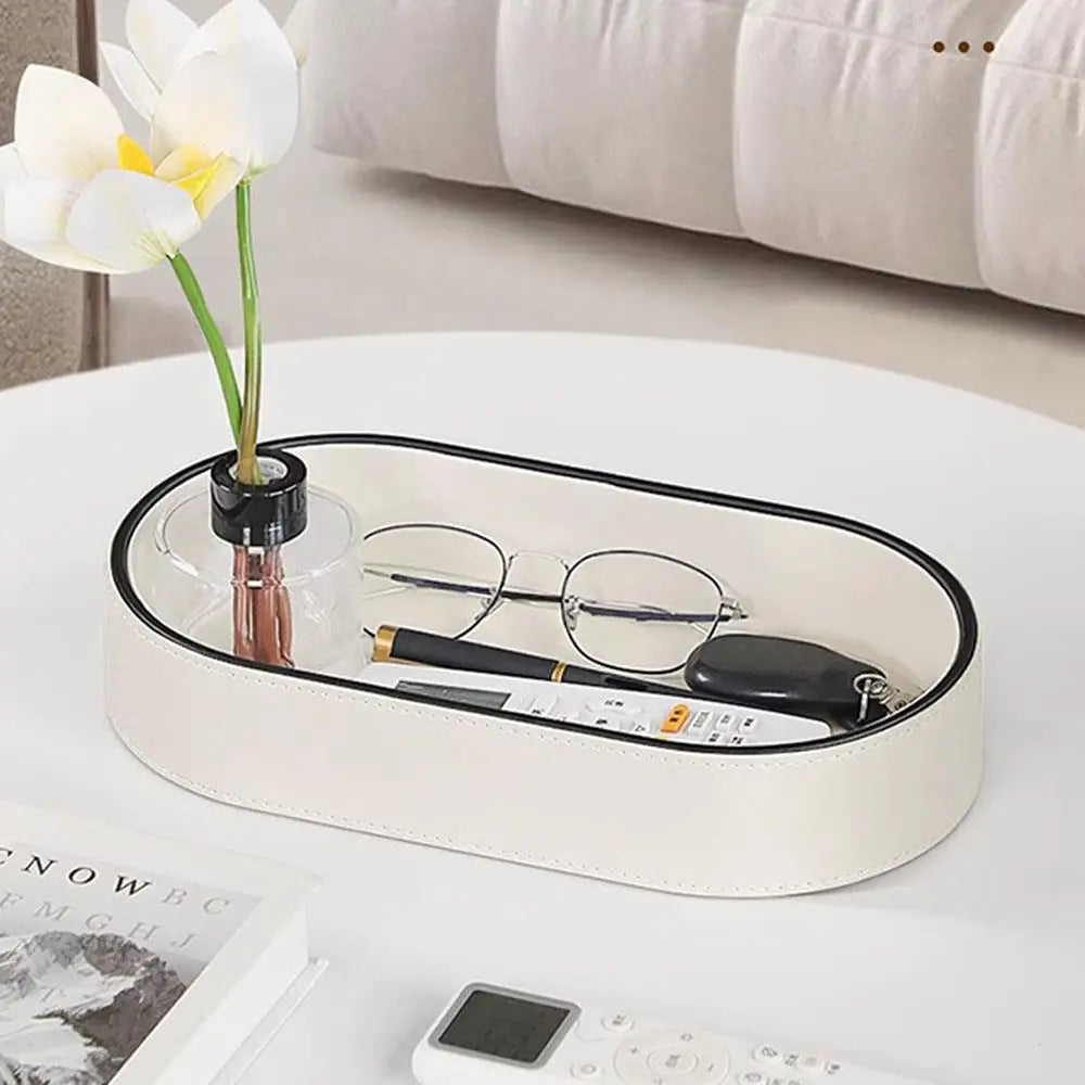 Pu Storage Box Sundry Key Storage Box Makeup Jewelry Organizer Home Entrance Desktop Tray Living Room Decoration