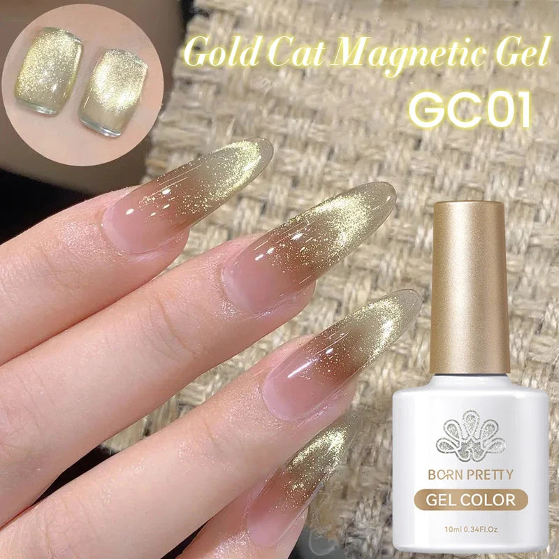 10ml Leopard Cat Magnetic Eye Gel Nail Polish Autumn Night Coffee Brown Glass Beads Soak Off UV LED Manicure Nail Ar