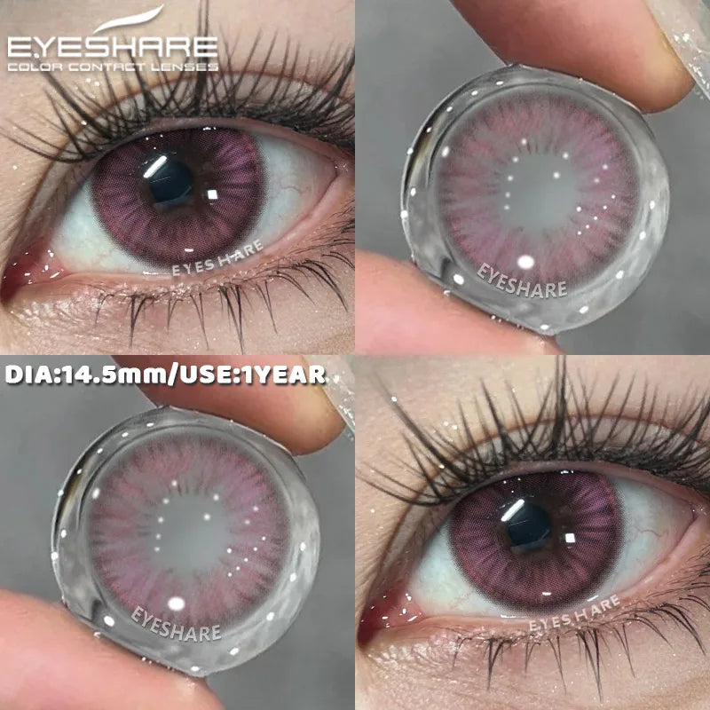 1 Pair Colorful Contact Lenses for Eyes Fashion Natural Gray Pupils Beauty Makeup Purple Color Lens Brown Eye Contacts