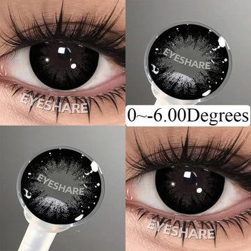 0~-6.00 Myopia Black Colored Contact Lenses with Prescription Brown Lenses with Degree Pupils Lens Fashion Yearly