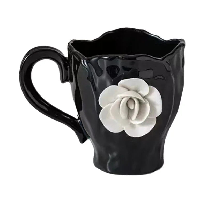 French Minimalist Style Relief Pattern Coffee Cup And Saucer Milk Coffee Mug Creative Styling Desktop Ornament Home Decoration