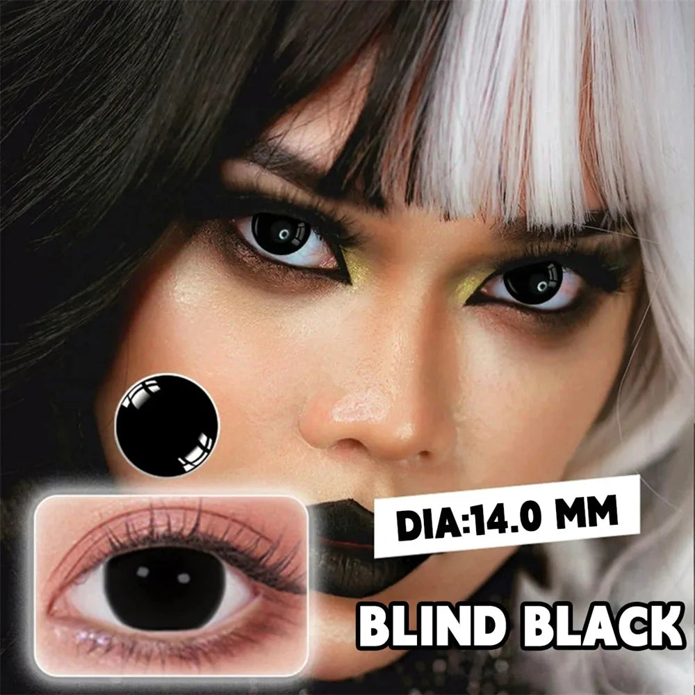 Color Contacts Contact Lenses Lens Halloween Cosplay Anime White Purple Cyan Red Blind Crazy Mesh Coser 2Pcs 1 Y
