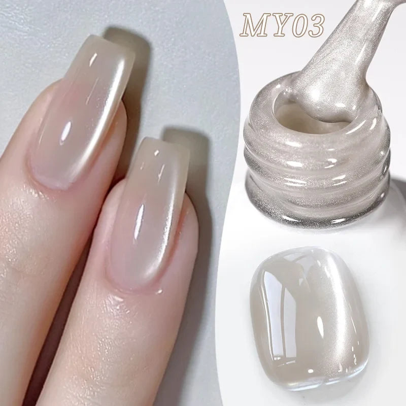 10ml Only Green Glass Bead Cat Magnetic Gel Nail Polish Guava Soda Grape Iced Crystal Salon Soak Off Gel Manicure