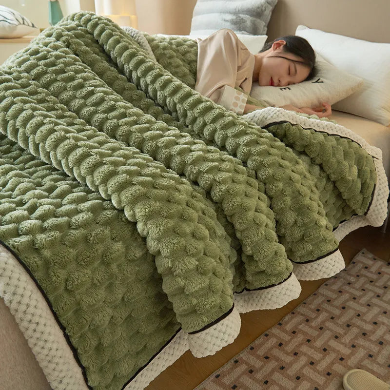 Turtle Velvet Autumn Winter Warm Sleeping Blanket Soft Comfortable Flannel Fleece Blankets for Bed Cozy Thickened Warmth Blanket