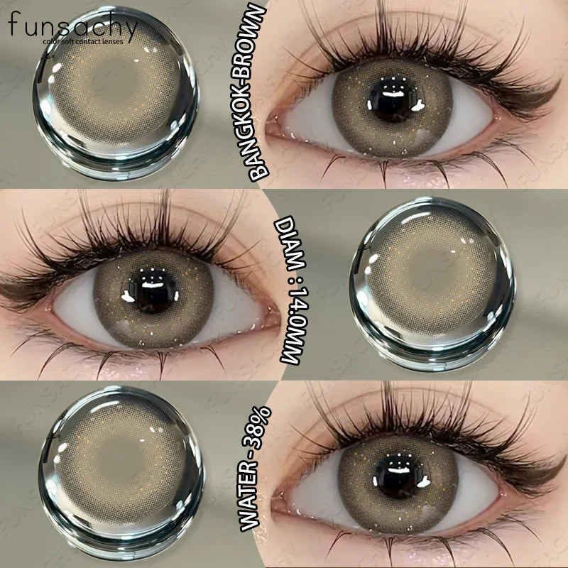 2PCS Colored Eye Lenses Brown Colorcon Contact Lenses Grey High Quality Natural Pupils Blue Cosmetic Beauty Lens Yearly