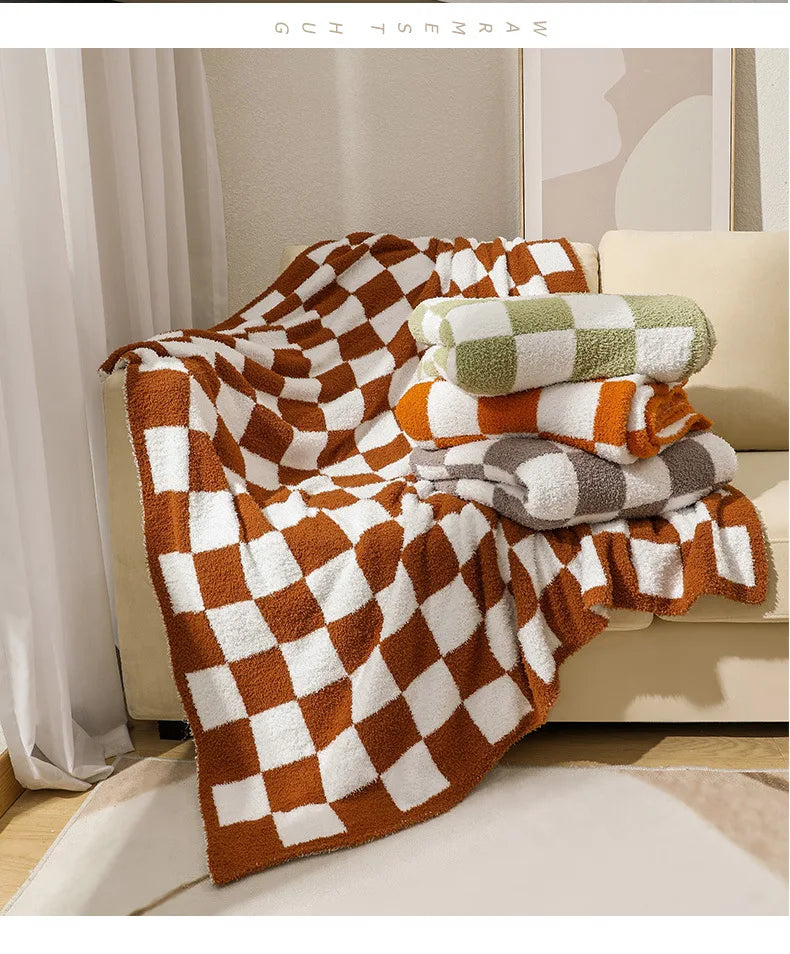 Textile City Ins Nordic Sofa Blanket Checkerboard Plaid Velvet Throw Blanket Home Sofa Cover Knitted Blanket 150x200cm