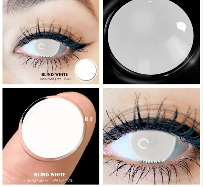 1pair Halloween Contacts Lenses Color Contact Lenses for Eyes Yearly Anime Cosplay Contacts White Lenses Black Lenses