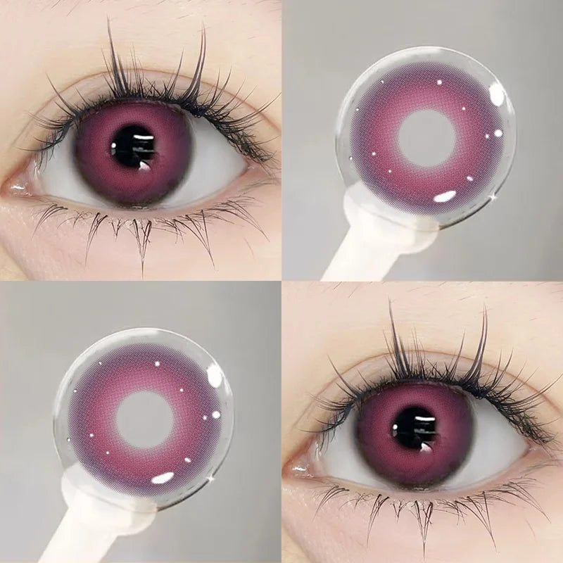 Korea Colorful Contact Lenses with Diopters Pink Beautiful Pupils Soft Lenses Makeup Anime Contacts 0 to -8.00 Degree
