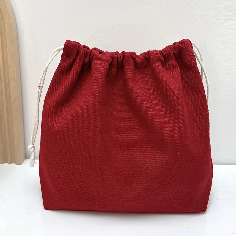 5Pcs Color Drawstring Pouches Portable Gift Blank Bags For DIY Cotton Hemp Bags Jewelry Display Packaging Storage