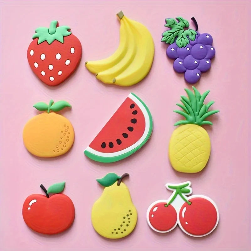 5pcs Colorful Fruit-Shaped Refrigerator Magnets Set, Plastic Fruit Magnets for Whiteboard, Home Decor - No Power Needed