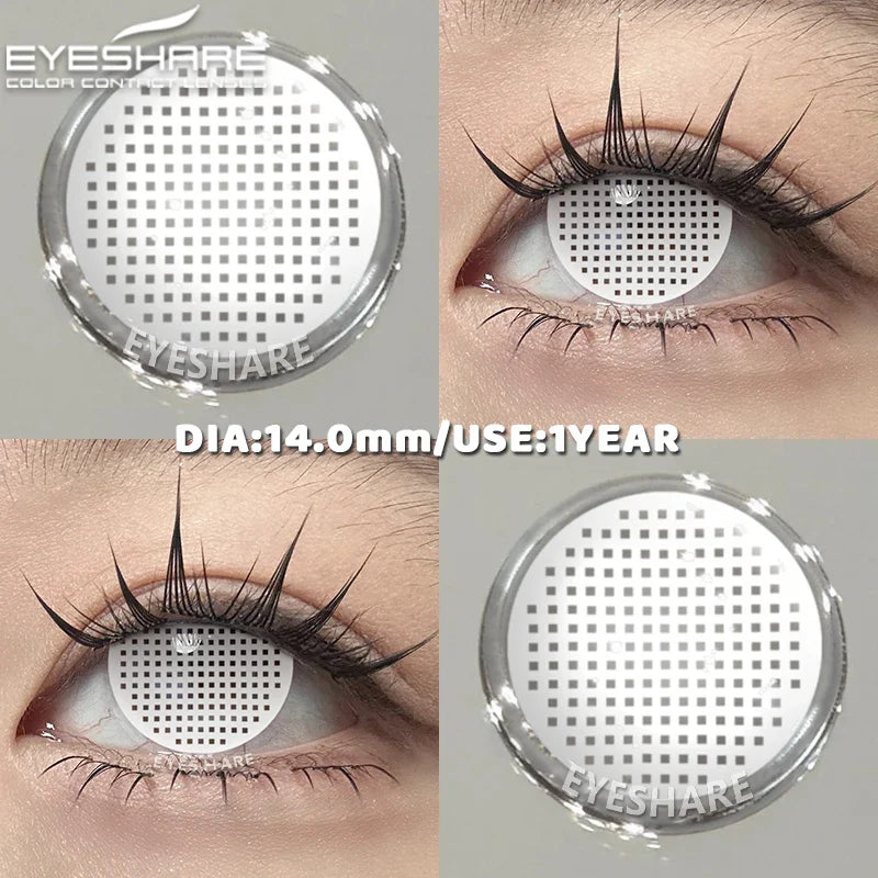 1 Pair red/white cosplay color contact lenses for eyes crazy Halloween Eye makeup Role playing Eye cosmetics color lens
