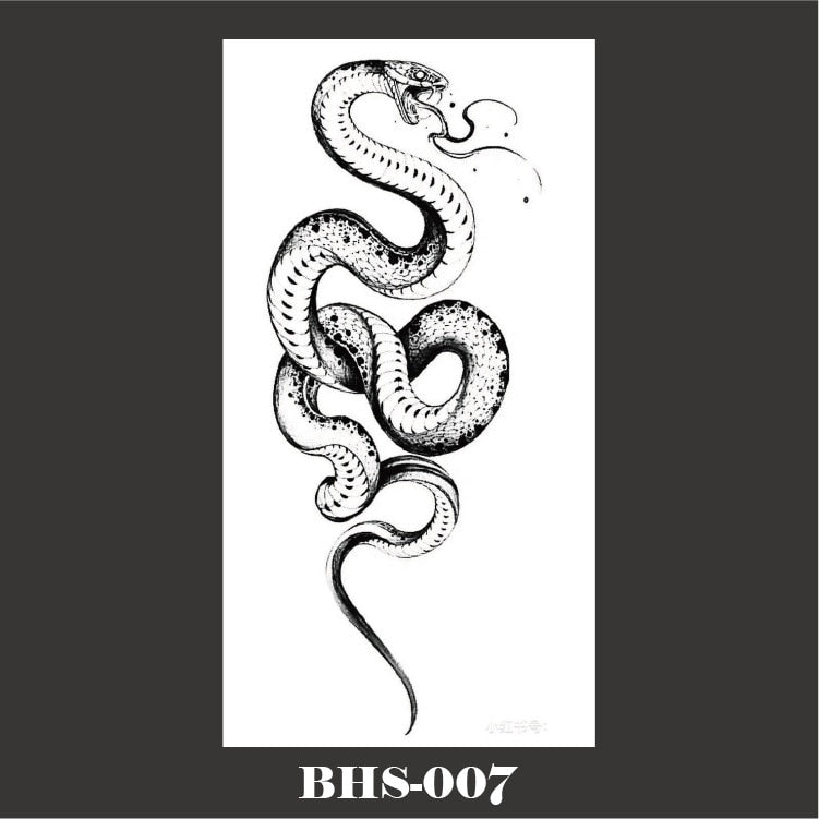Black Snake Temporary Tattoo Stickers for Women Men Body Waist Waterproof Fake Tattoo Dark Wine Big Size Snake Tattoo New