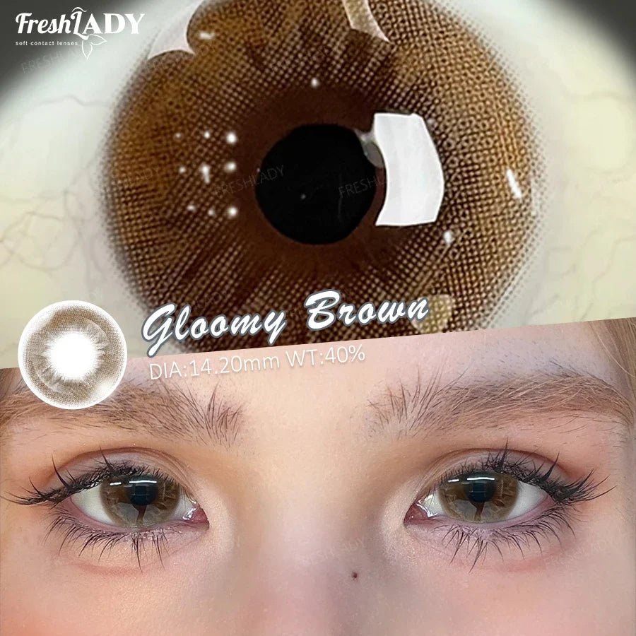 1 Pair Gray Colored Contact Lenses Natural Brown Pupils Eyes Contact lenses Soft Contacts 14.20mm
