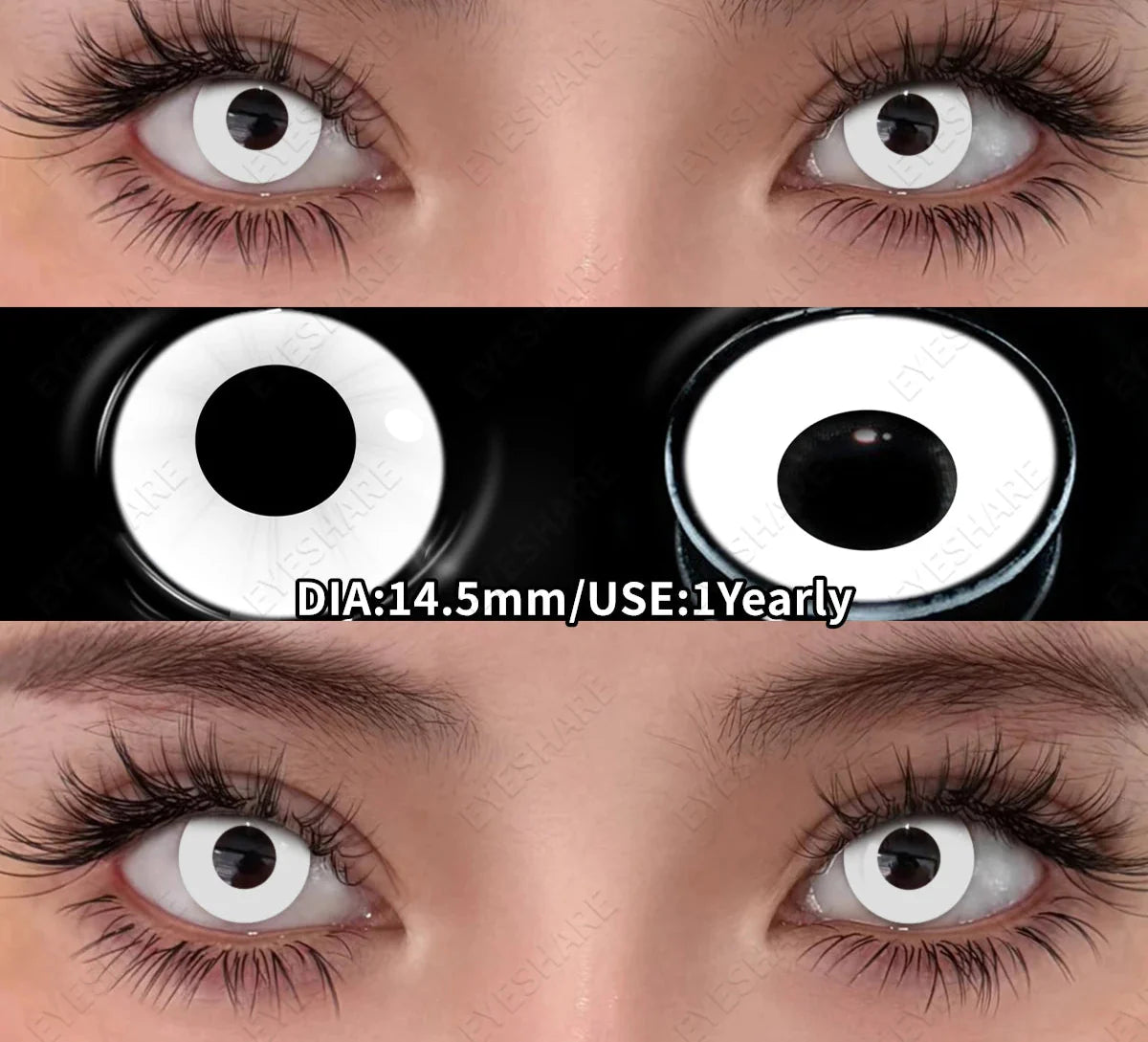 Cosplay Colored Contact Lenses Crazy White Lenses Red Anime Contacts Halloween Beauty Makeup Lens Black Eyes Contacts
