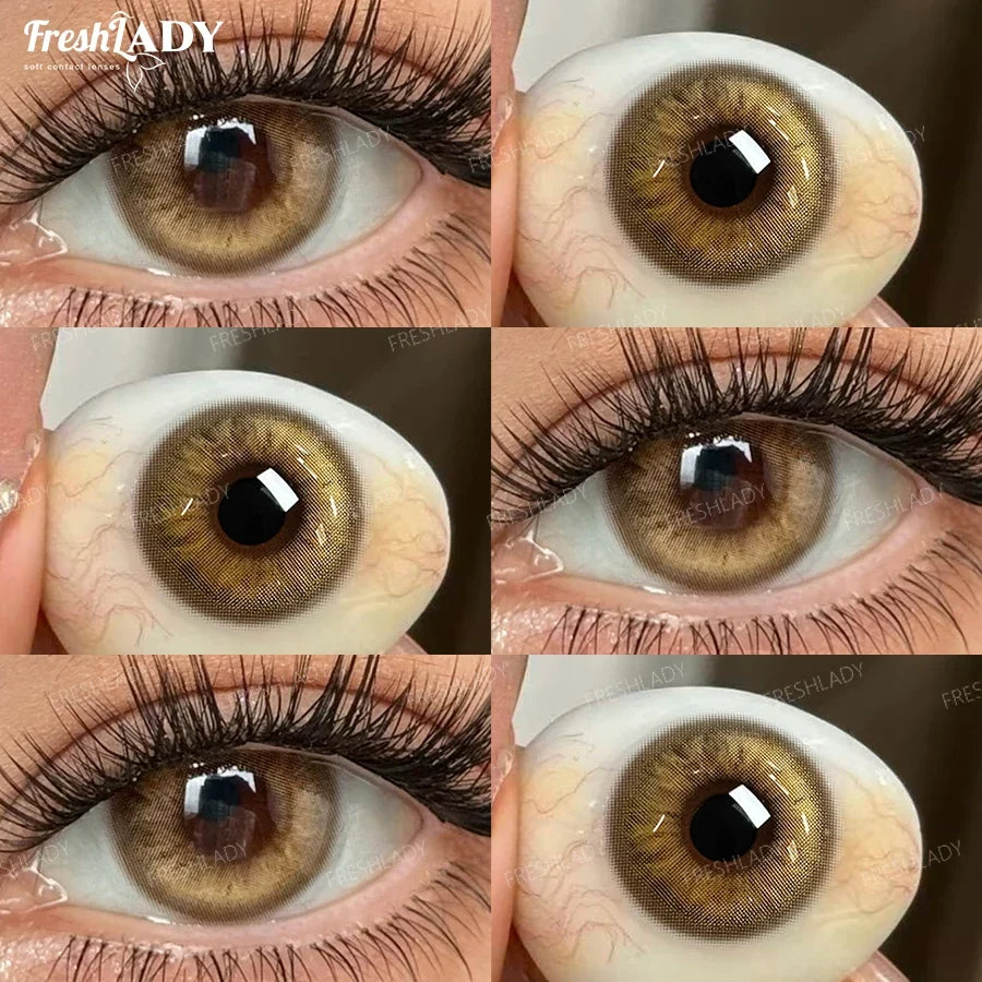 1 Pair Early Autumn Series Colored Contact Lenses Gray Eyes Natural Brown Eyes Contact Makeup Beauty 14.20mm Yearly