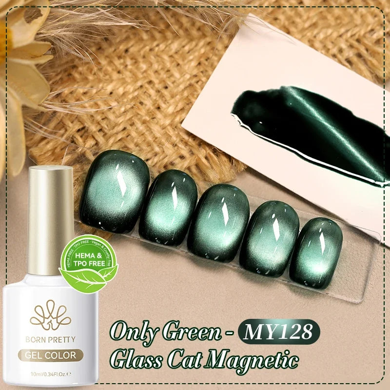 10ml Leopard Cat Magnetic Eye Gel Nail Polish Autumn Night Coffee Brown Glass Beads Soak Off UV LED Manicure Nail Ar