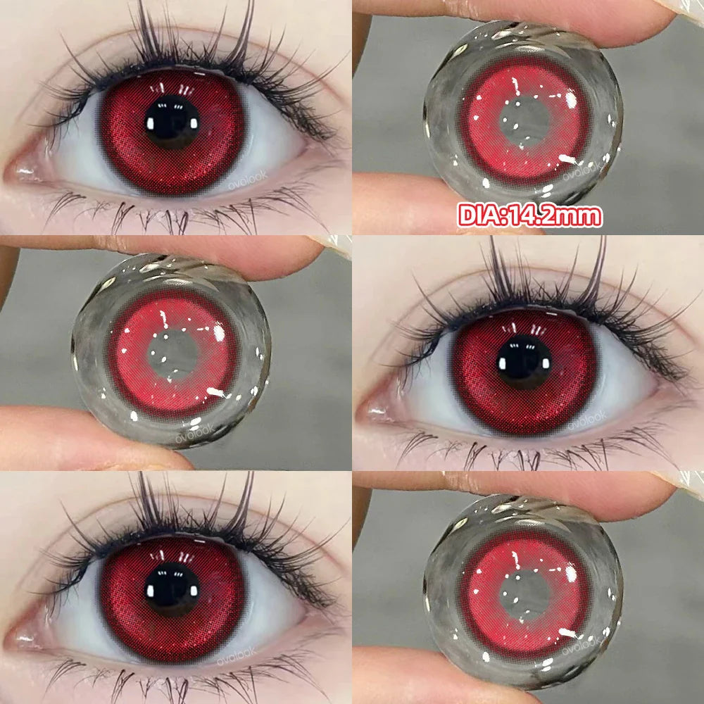 2pcs/pair Cyber Series Halloween Colored Contact Lenses for Makeup Eyes Big Pupils Red Contact Lenses Brown Lens Myopia