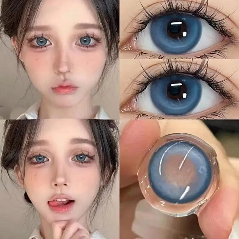 1 Pair High Quality Blue Lenses Colorld Contact Lenses with Degree 0.00 to- 8.00 Cosmetic Natural Eye Contacts Lenses