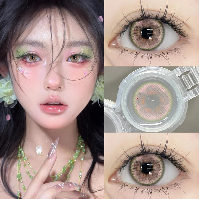 2 pcs New 0~-8.00 Myopia Lenses Brown Natural Color Contact Lenses for Eyes with Degree Korean Student Pink Beauty Pupil