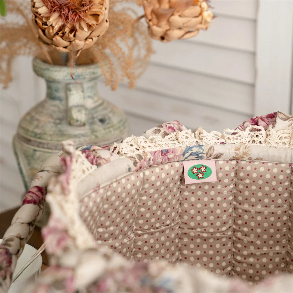 Pastoral Fabric Storage Basket Sundries Toys Cosmetics Storage Basket Home Decoration Cute Floral Underwear Storage Basket