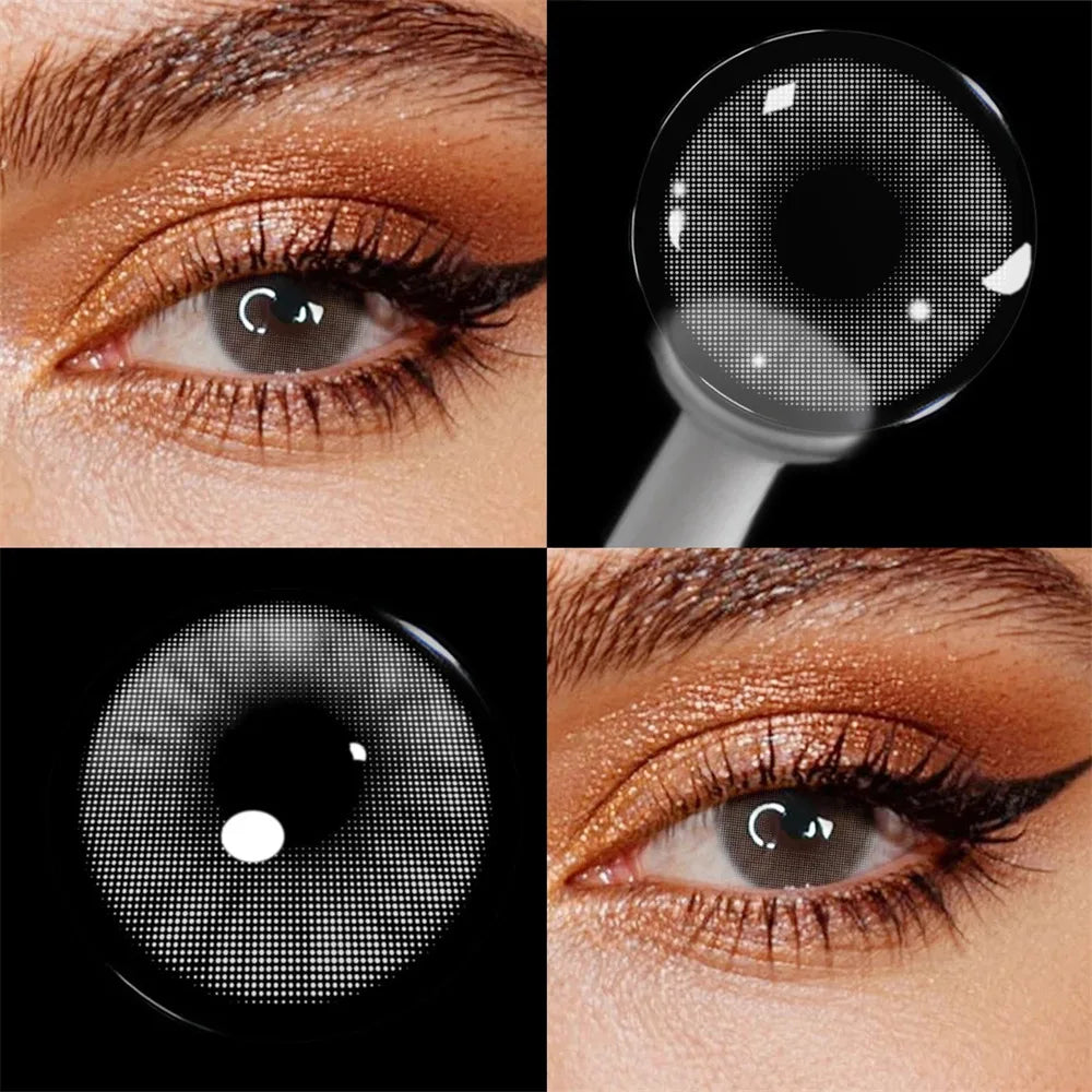 Eyes Contacts Colored Contact Lenses Lens Small Pupil Enlarging Beauty Cosmetics Blue Grey Daily 14.2mm 2Pcs 1 Year