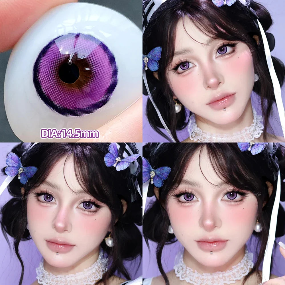 1 Pair Myopia Prescription Colored Contact Lenses Fashion Lens Beauty Pupils Blue Eye Color Lenses Purple Eye Lenses