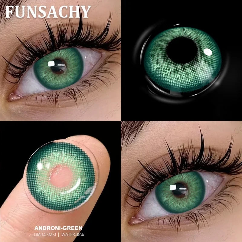 1 Pair Colored Contact Lenses with Case Lenses Beauty Pupils Green Contacts Circle Lens Natural Korean Softlens Yearly