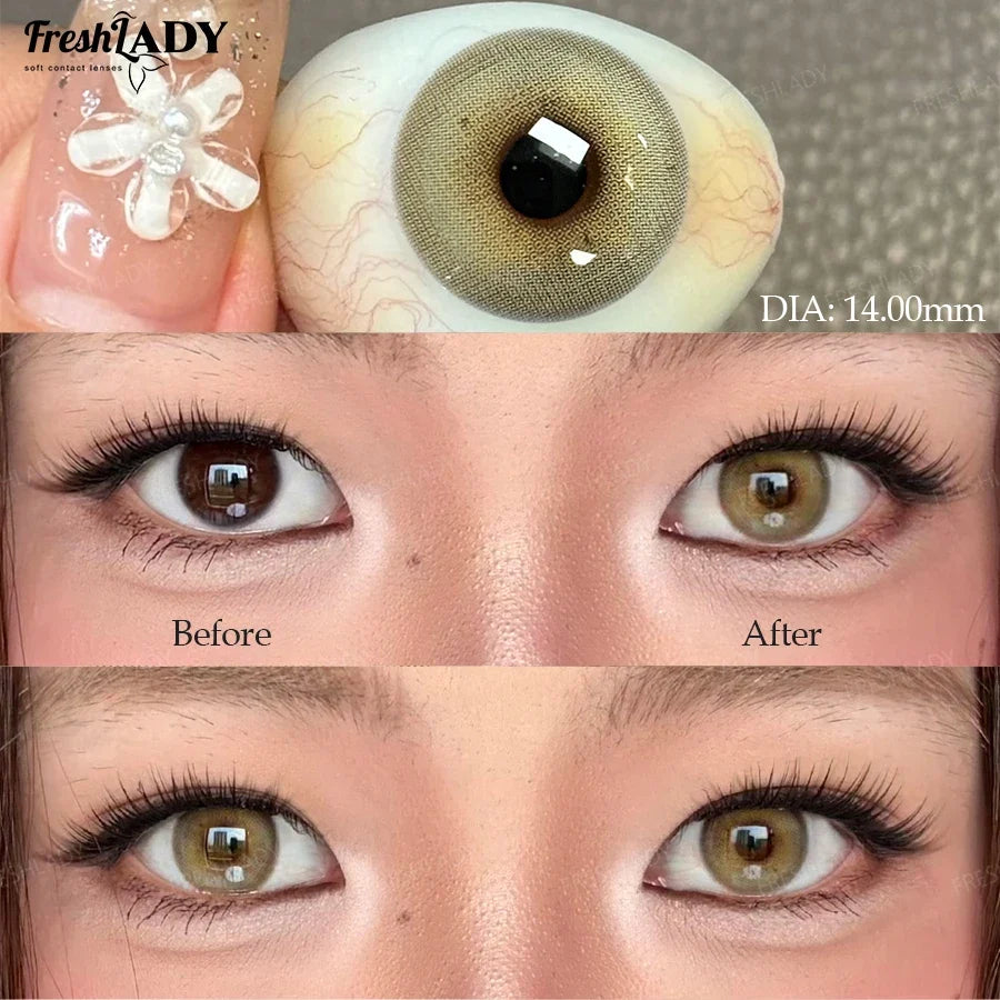 1 Pair Colored Contact Lenses Natural Gray Pupils Eyes Contact lenses Soft Contacts 14.00mm