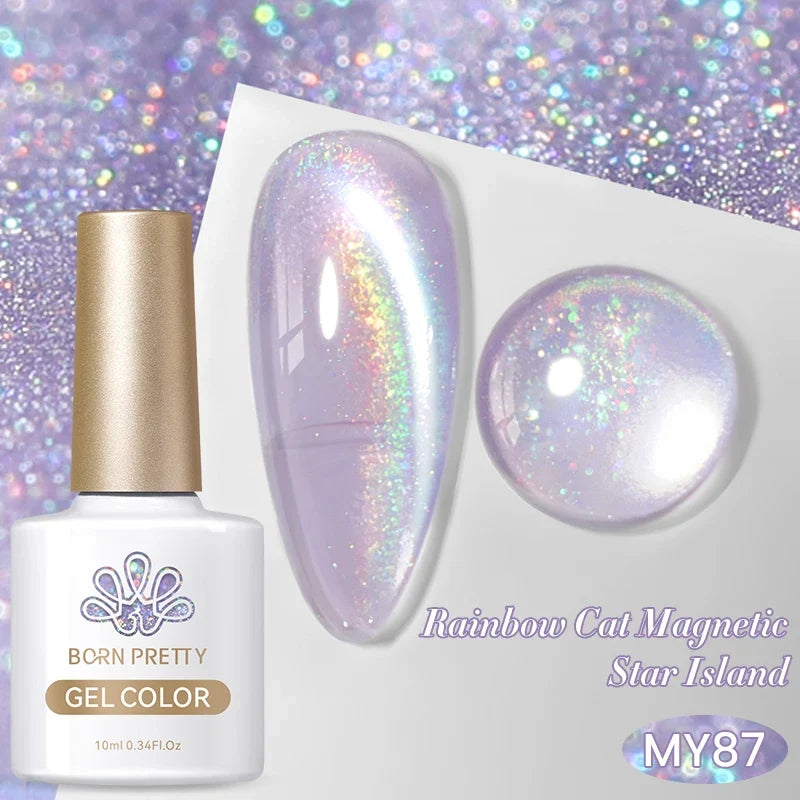 Pink Light Flow Cat Magnetic Gel Nail Polish 10ml Holographics Shining Line Magnetic Long Lasting DIY Salon Varinsh