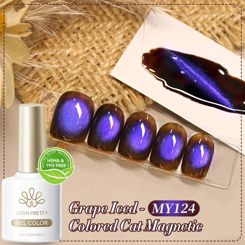 10ml Leopard Cat Magnetic Eye Gel Nail Polish Autumn Night Coffee Brown Glass Beads Soak Off UV LED Manicure Nail Ar