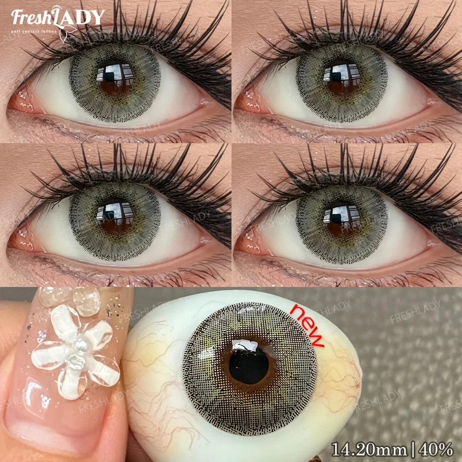 1 Pair Cleopatra Series Colored Contact Lenses Natural Brown Pupils Eyes Contact lenses Green Soft Contacts 14.20mm