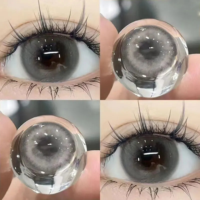 1Pair Soft Contact Lenses Grey Lenses Blue Eye Diameter 14.5mm  14.2mm 14.0mm Grey Lens Myopia Degree Beautiful Pupil