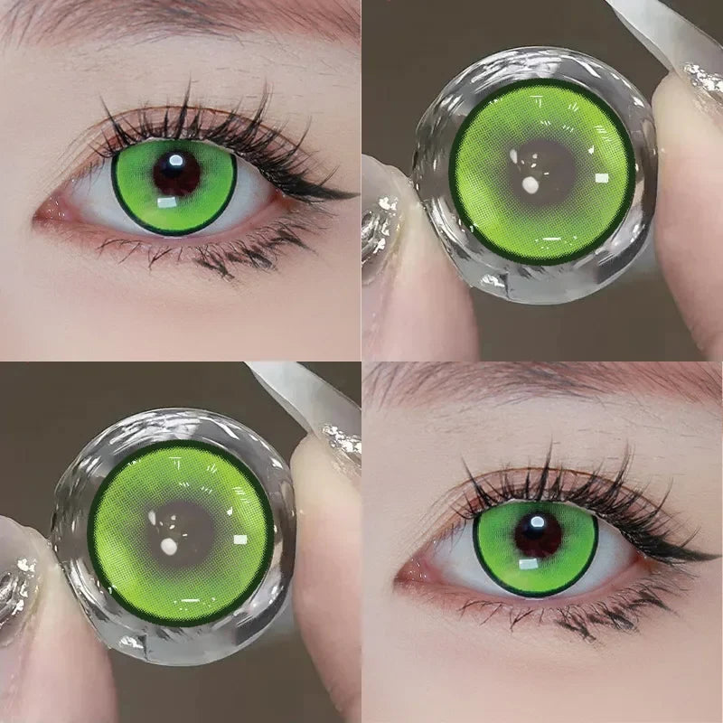 1pair Cosplay Color Contact Lenses Anime Blue Yellow Pupil 6months Halloween Cute Eye Circle Lens 14.5mm