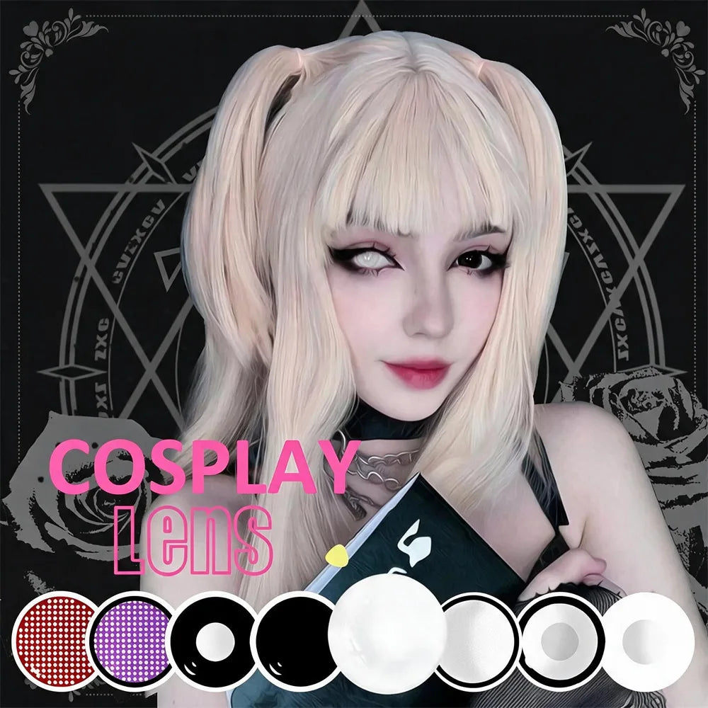 Color Contacts Contact Lenses Lens Halloween Cosplay Anime White Purple Cyan Red Blind Crazy Mesh Coser 2Pcs 1 Y