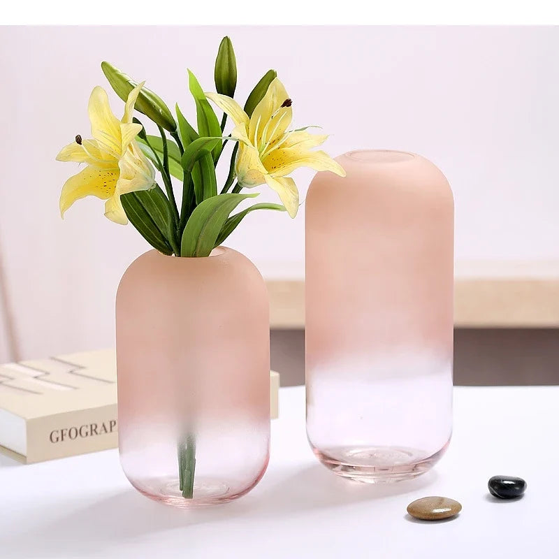 Gradual Frosted Glass Vase Floral Arrangement Accessories Hydroponics Terrarium Transparent Flower Home Decoration