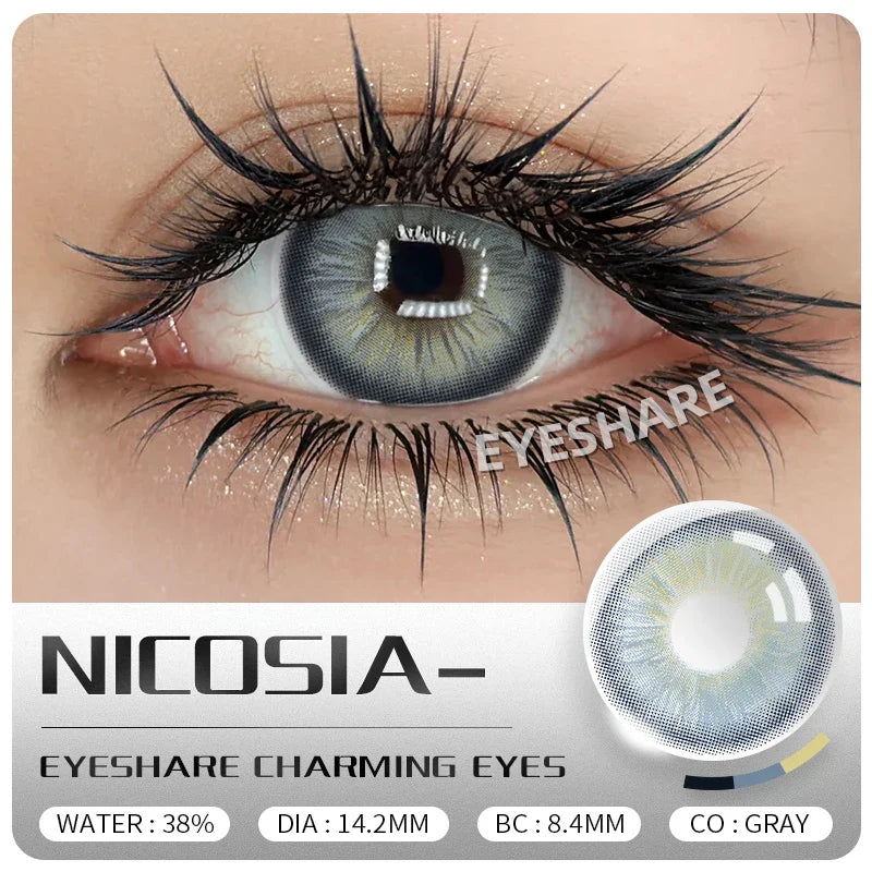 2Pcs Colored Contact Lenses for Eyes Natural Blue Eyes Lenses Gray Pupils High Quality Green Contacts Yearly Disposable
