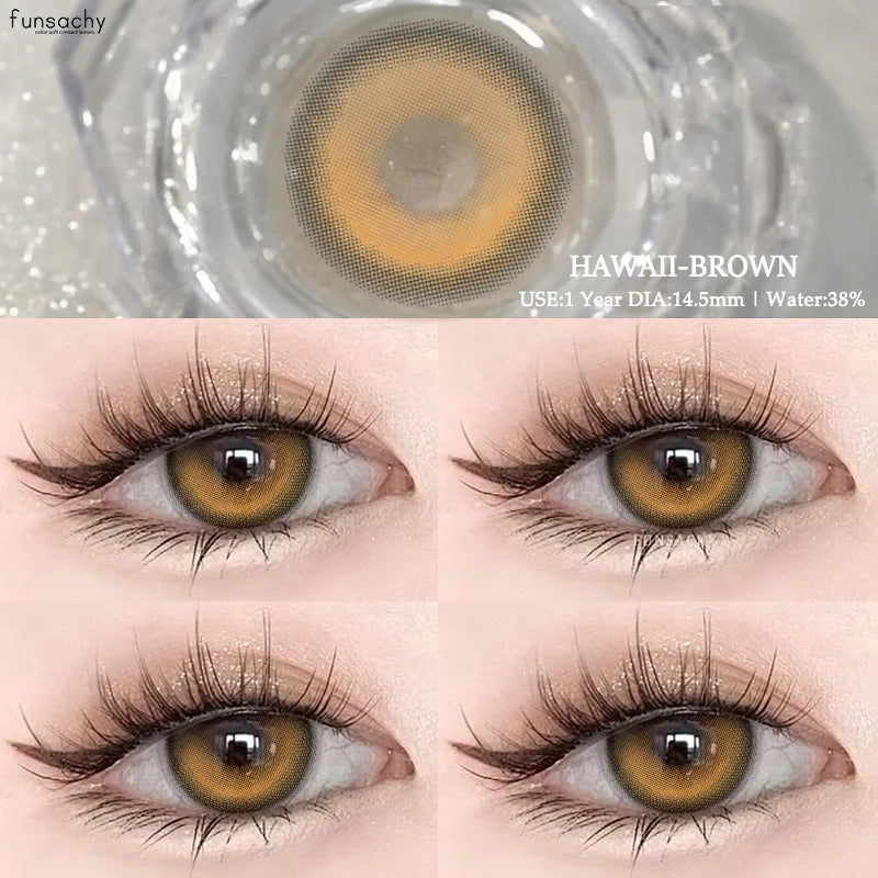 1Pair Natural Brown Contact Lenses for Eyes Colored Lenses Gray Pupils Big Eye Lenses Fashion Beauty Contacts Yearly