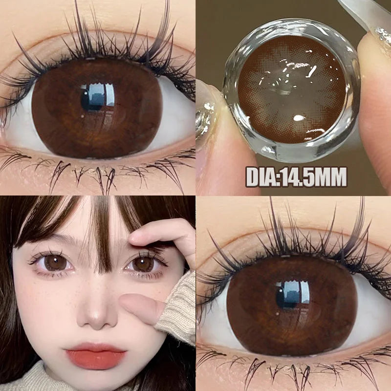 1pair/2pcs Black Large Diameter Color Contact Lenses Men with Diopter Myopia Fashion Color Contact Lenses Natural