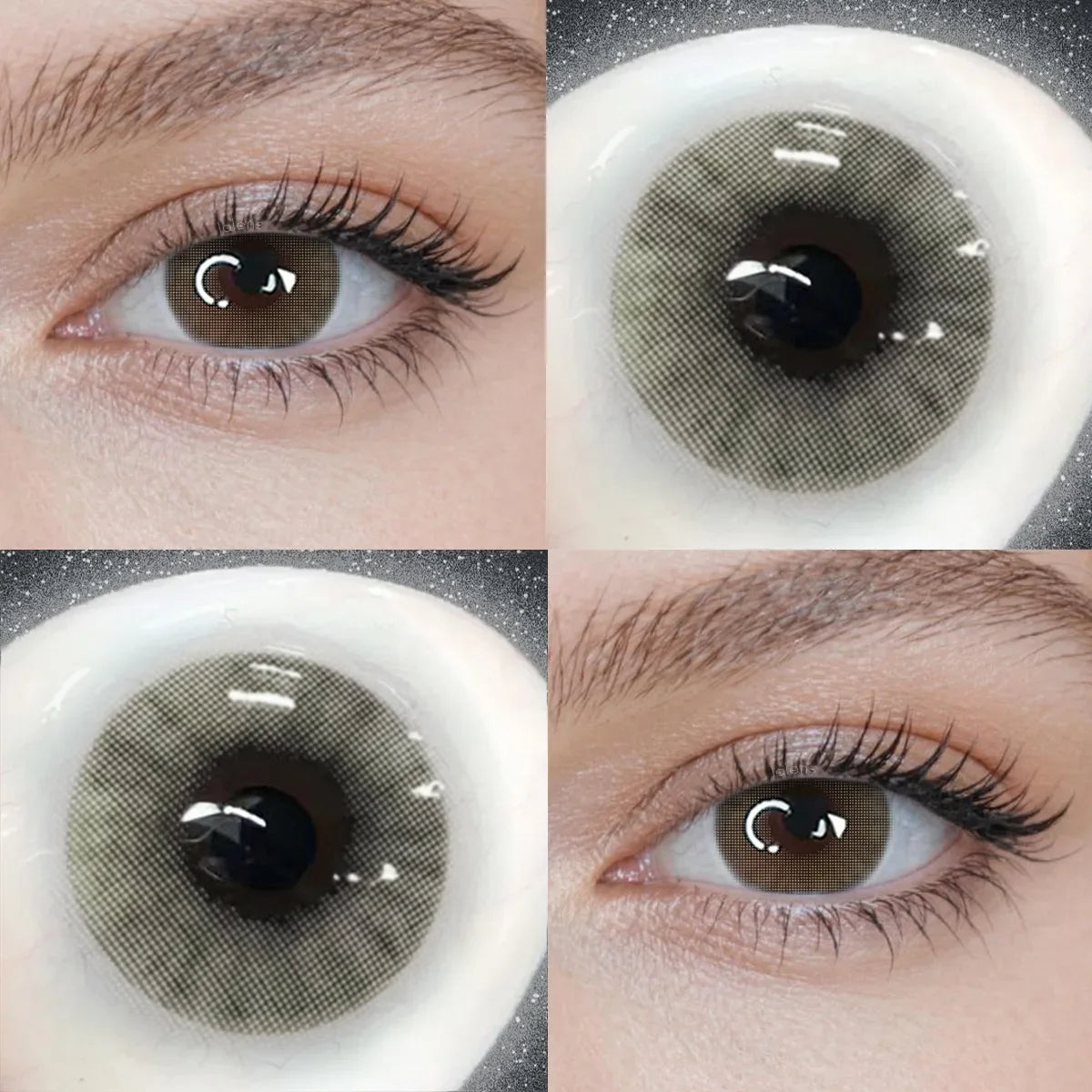 Eyes Contacts Colored Contact Lenses Lens Small Pupil Enlarging Beauty Cosmetics Blue Grey Daily 14.2mm 2Pcs 1 Year