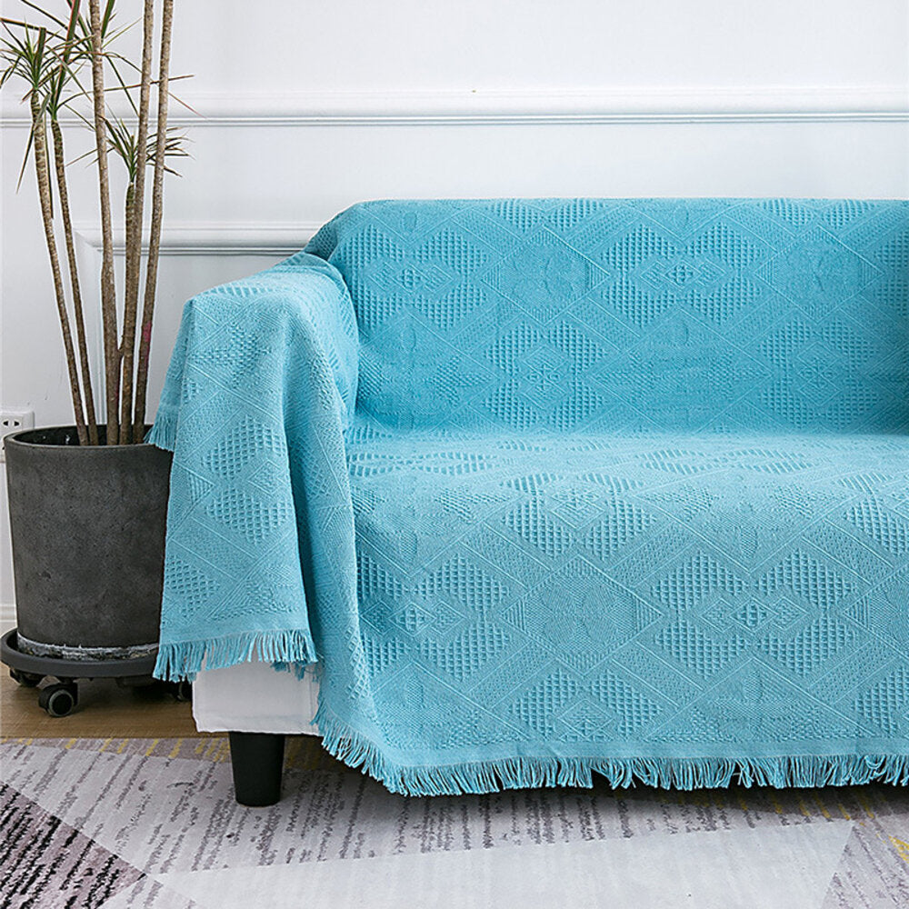Home Hotel Pure Cotton Bedding Office Sofa Knitted Cover Blanket With Tassel Tapestry For Bed Airplane Travel Decor Blankets