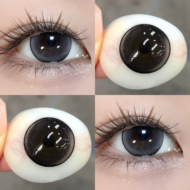 1 Pair Brown Eye Lenses Korean Natural Lenses Color Contact Lenses Eyes with Degree Black Beautiful Pupil
