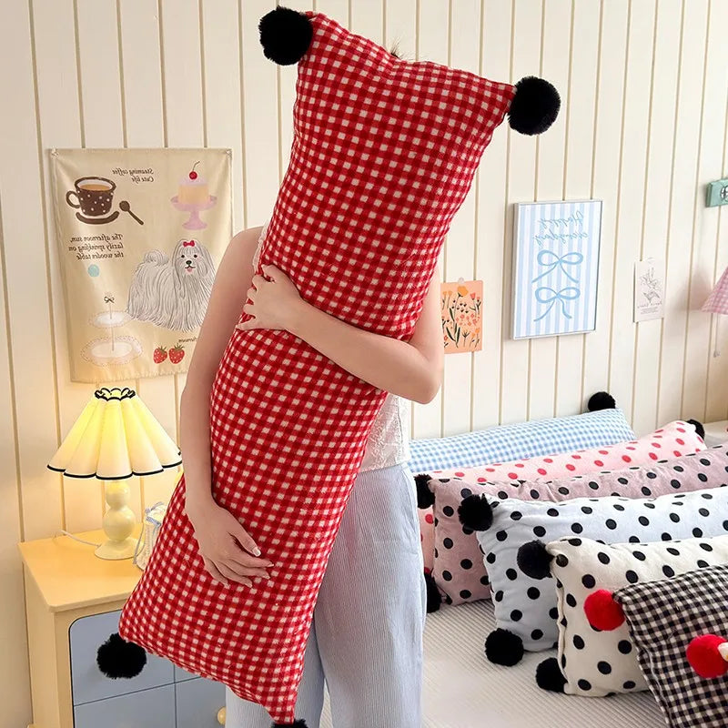 1PC 40x115cm INS Plush Long Milk Velvet Pillow Case for Women Sleeping Side Soft Pom-pom Ball Pillowcase Cover Home Decoration
