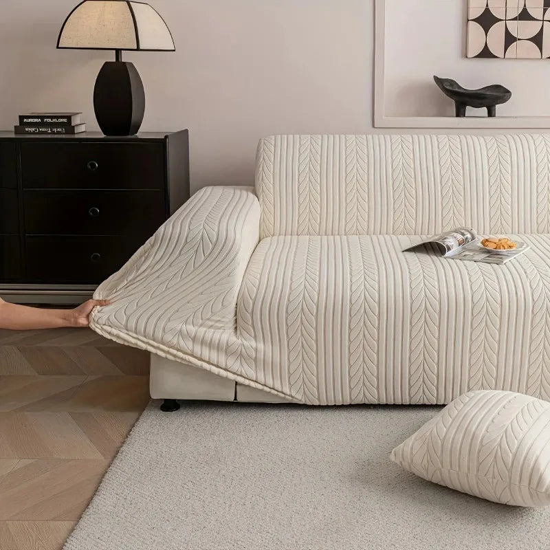 Jacquard Stretch Sofa Cover 1/2/3/4 Seater Elastic Slipcover Pet Anti-Scratch Dustproof Anti-Slip Full Wrap Cover Sofa Protector