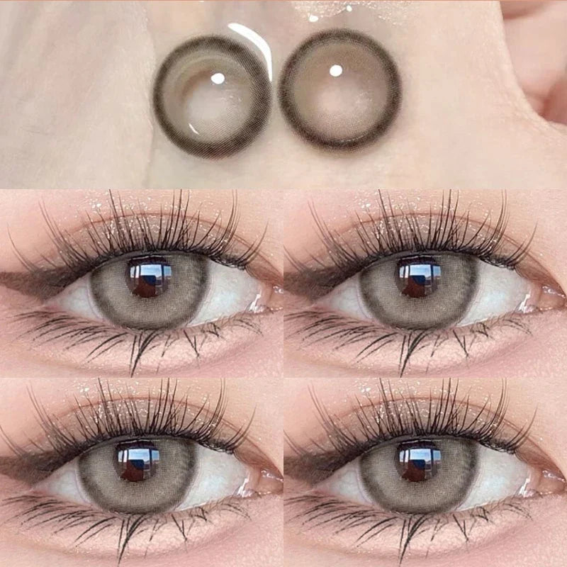 2Pcs Natural Eyes Contacts Lenses Myopia Prescription Circle Colored Lenses Beauty Pupil Makeup Lens Yearly