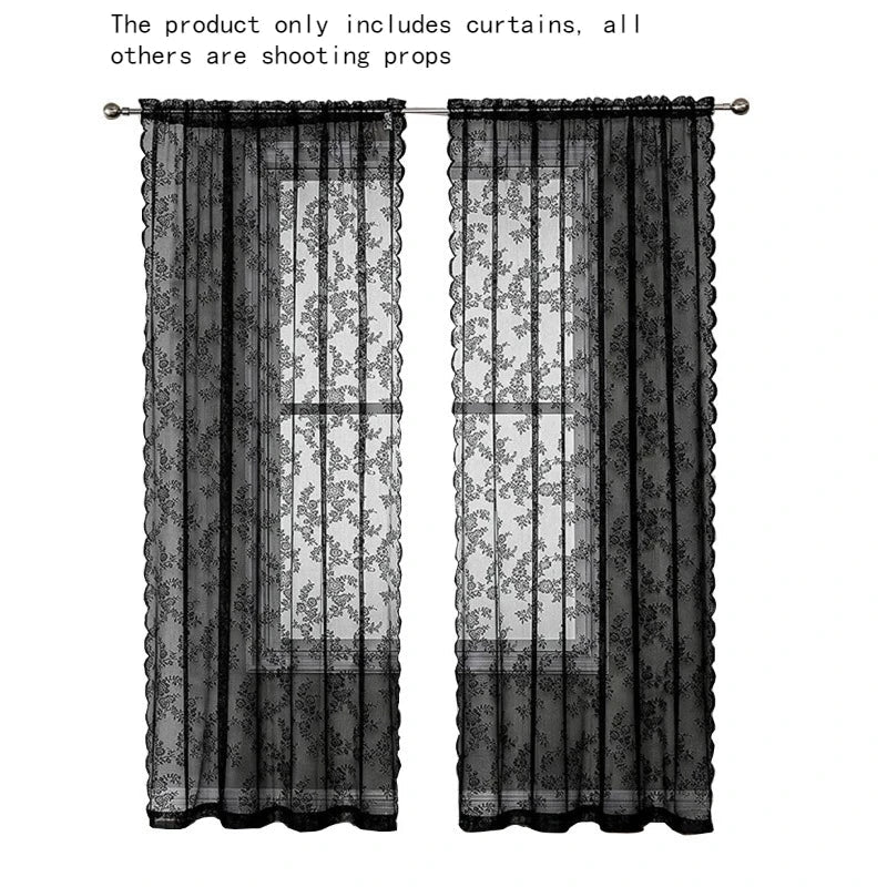2pcs French Lace Window Screen Semi Blackout Lace Curtain Home Textile Sunshade Curtain Suitable for All Seasons